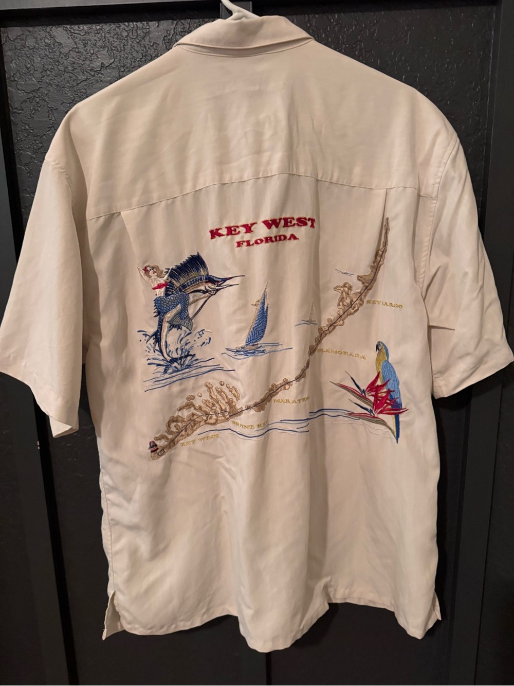 Bamboo Cay Key West Florida Embroidered Cream bamboo Shirt
